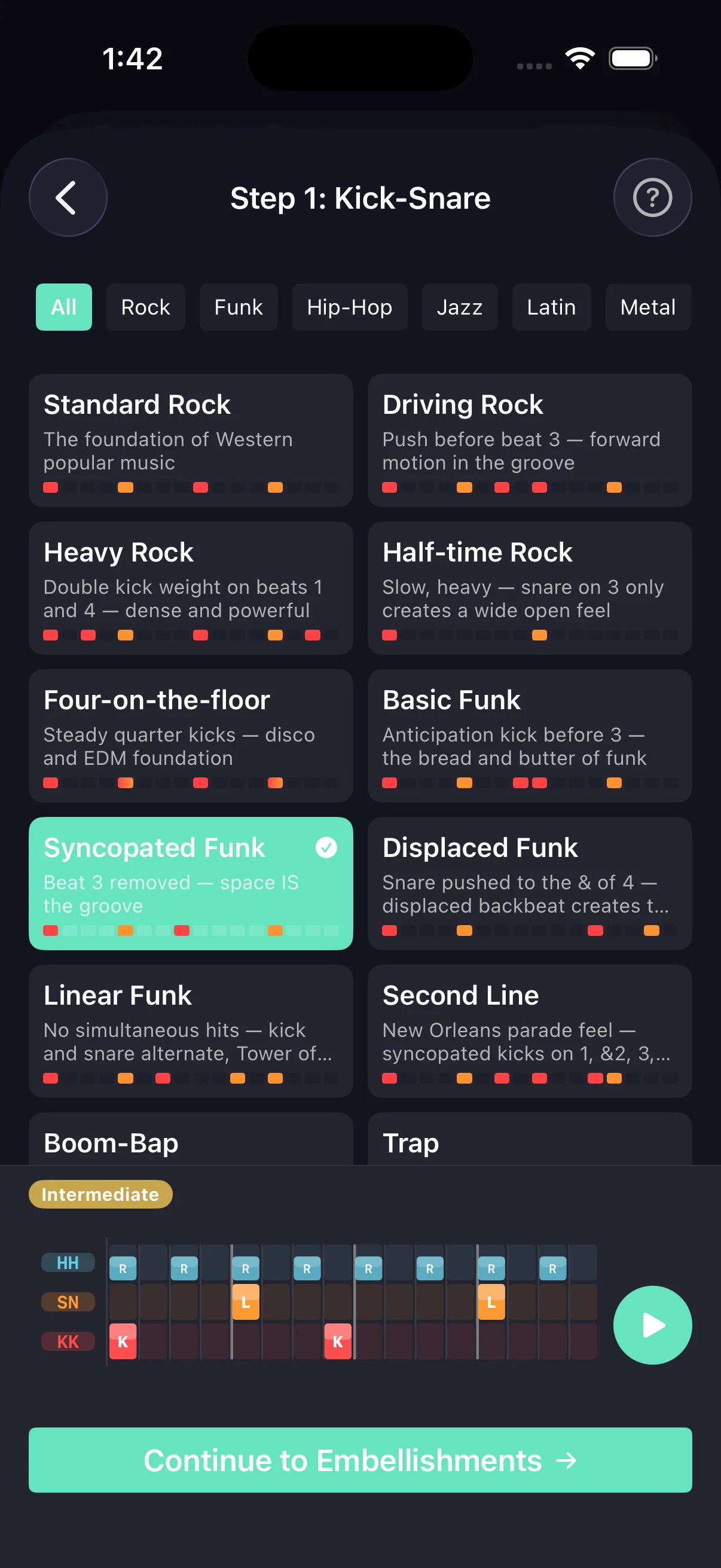 Beat builder kick & snare step