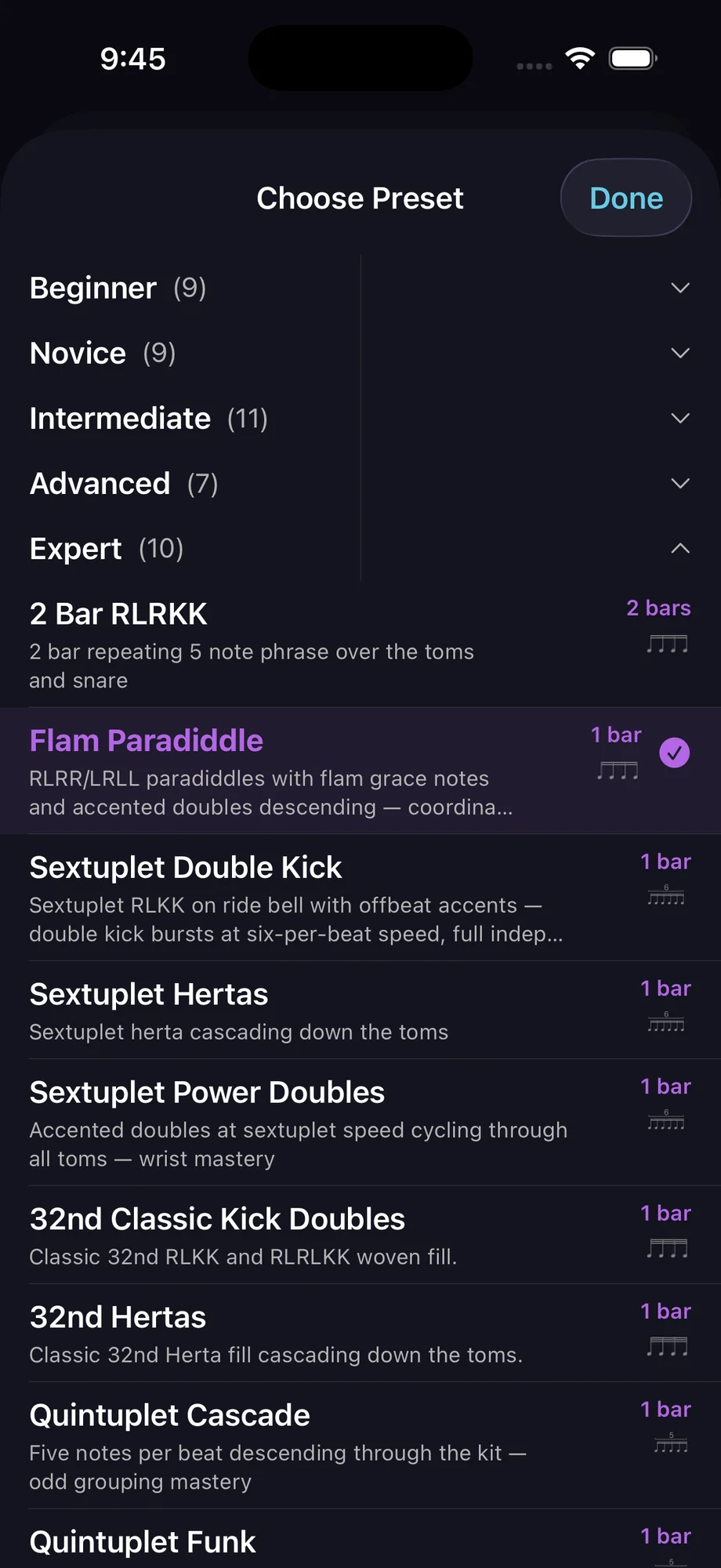 Fill presets
