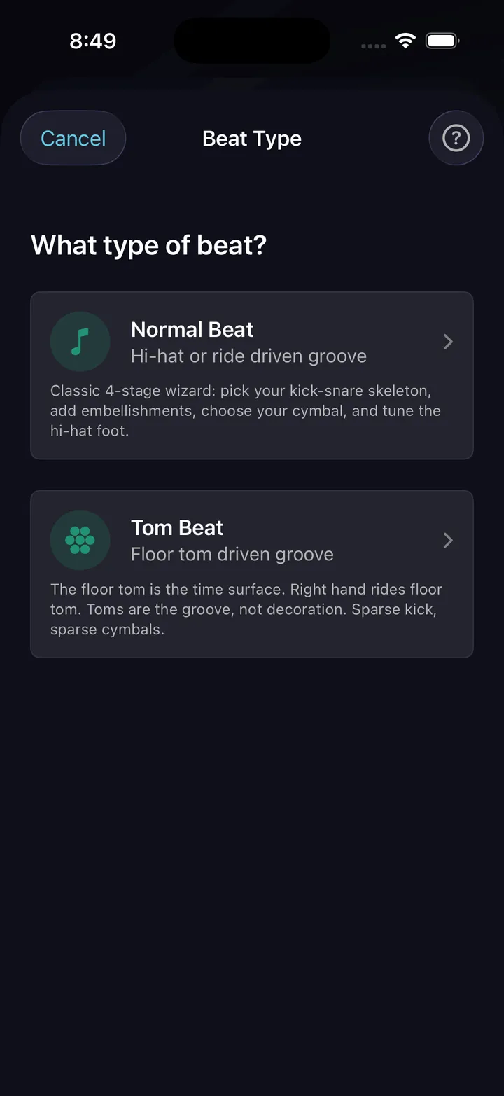 Beat maker wizard — step 1