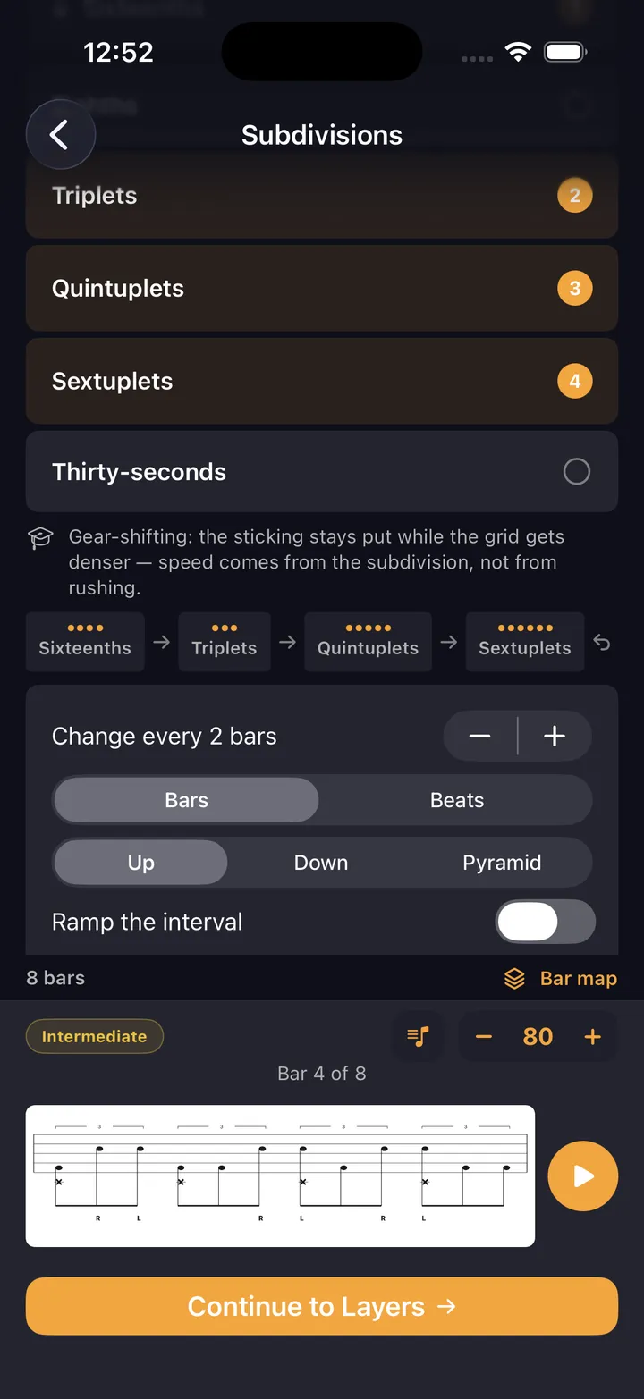 Subdivision ladder — working subdivisions with up, down, or pyramid direction