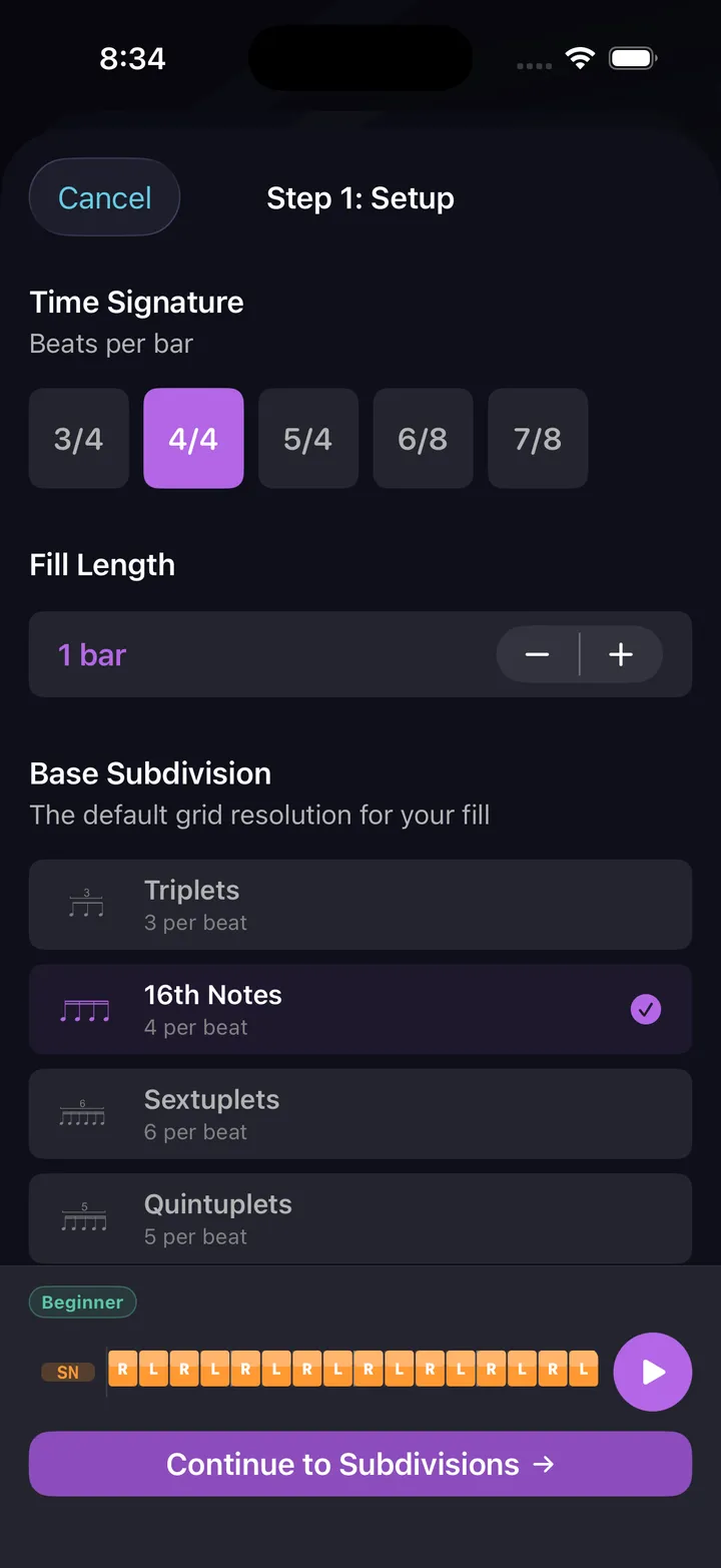 Fill maker wizard — step 1