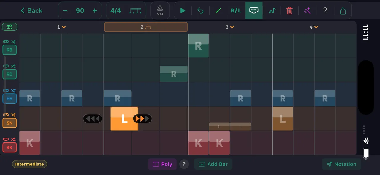 Pattern grid editor — pocket / micro-timing