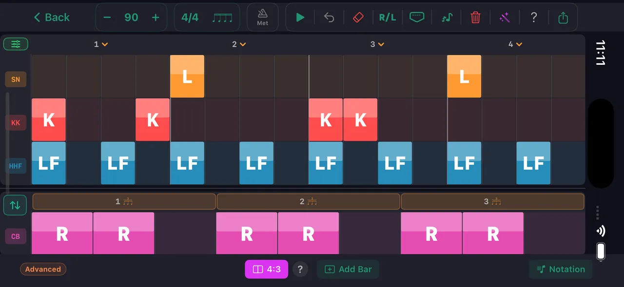 Pattern grid editor — polyrhythms