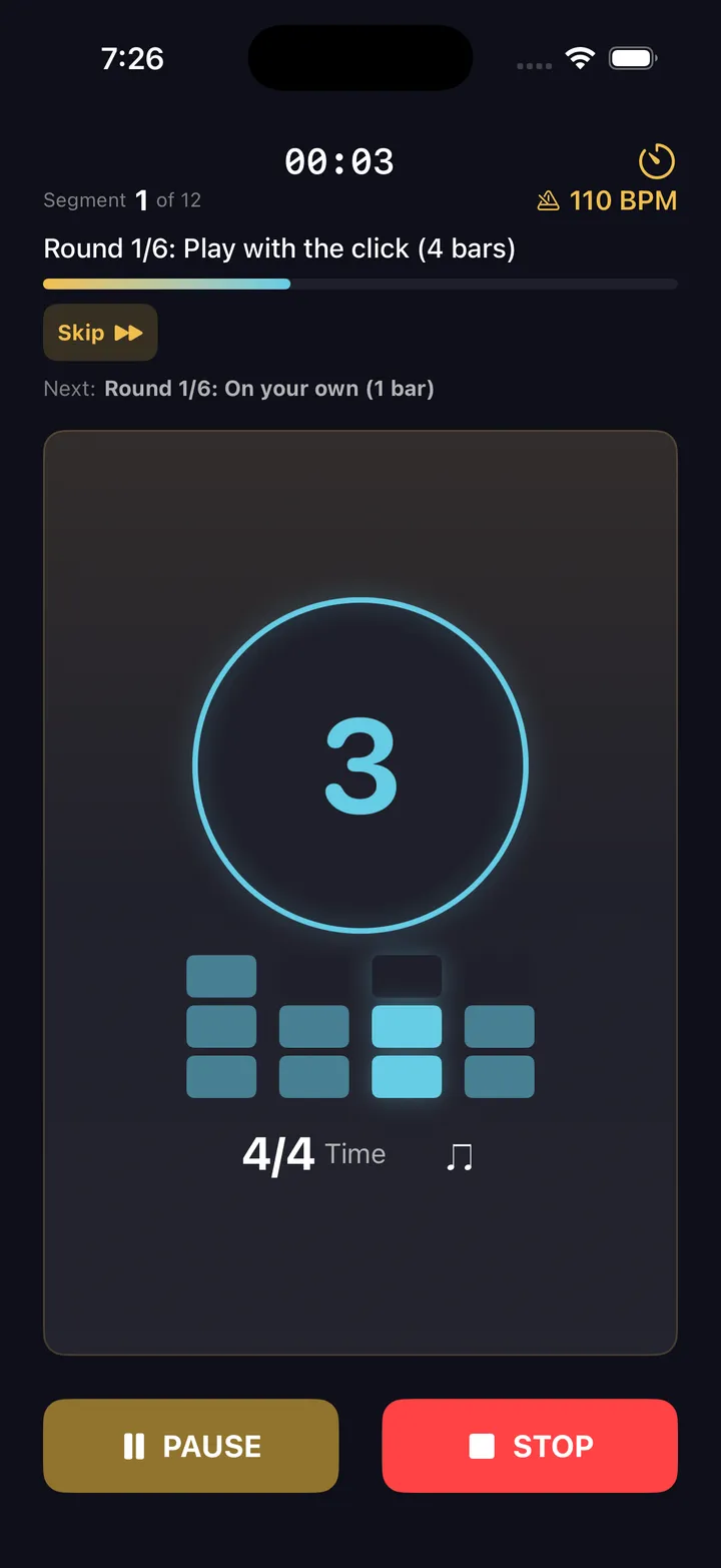 Internal clock drill playback