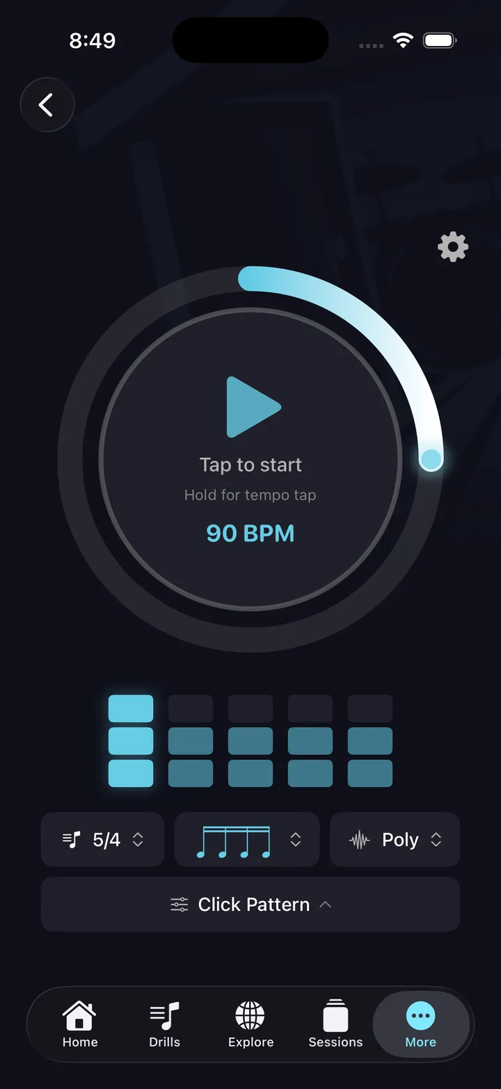 Main metronome screen