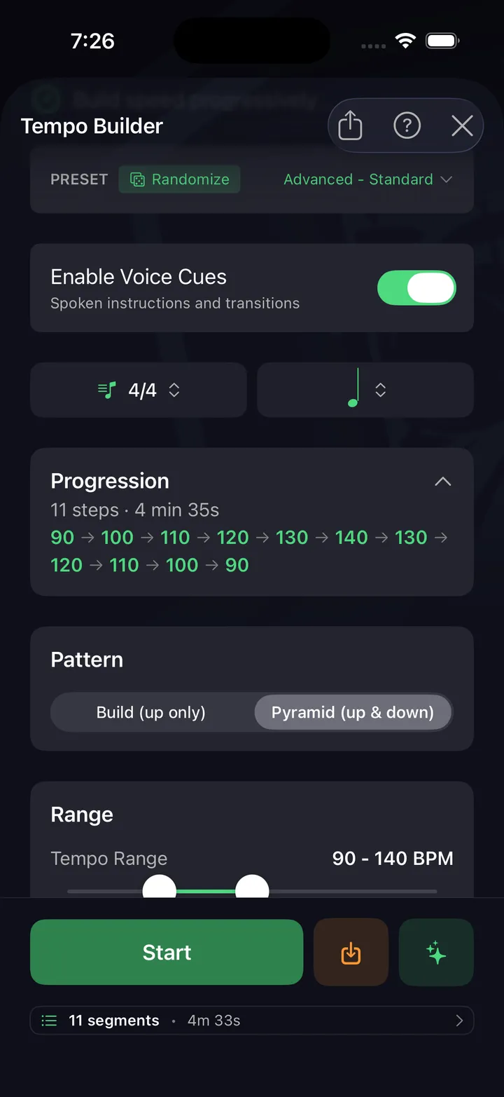 Tempo builder configuration