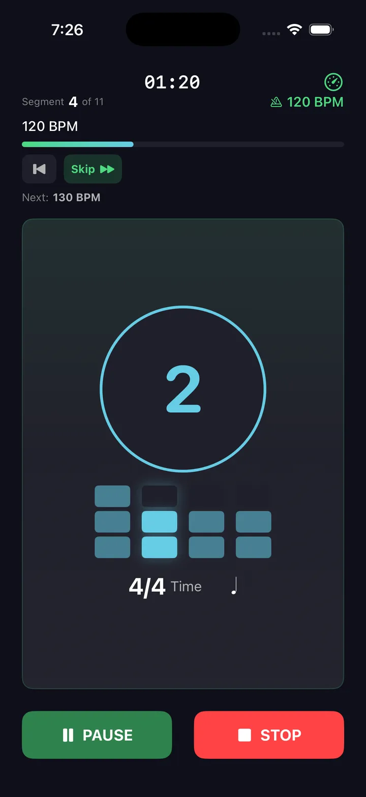 Tempo builder playback