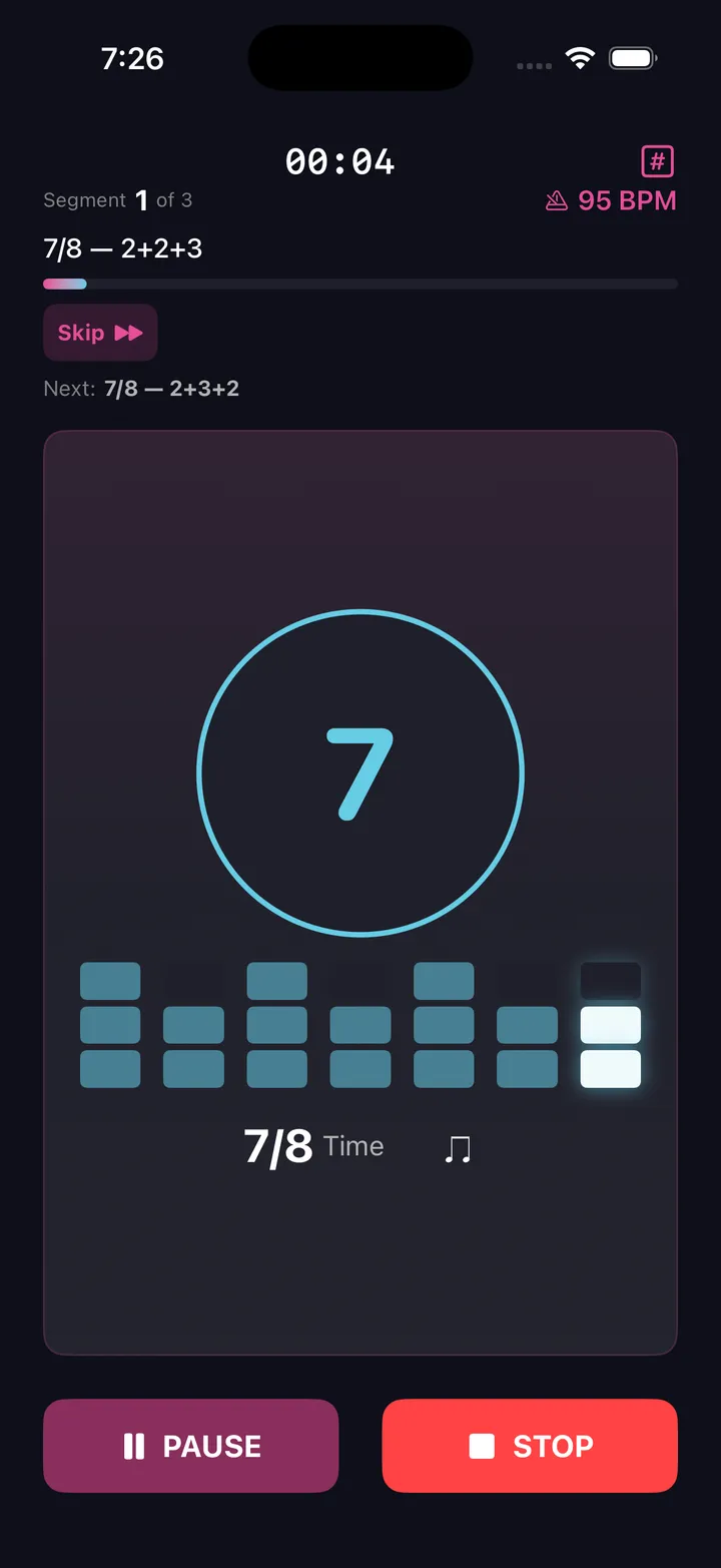 Time signature builder playback