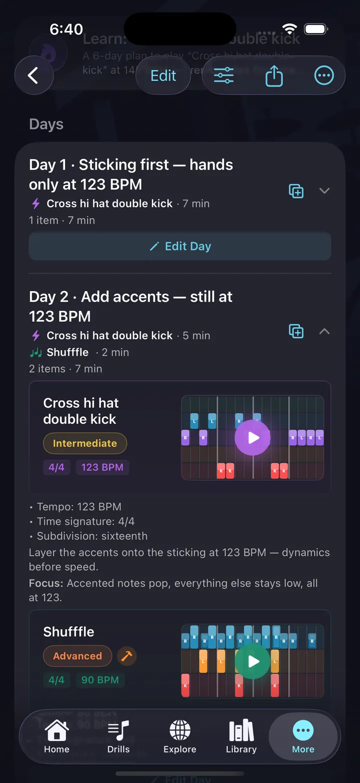 Building your own path — the day-by-day editor