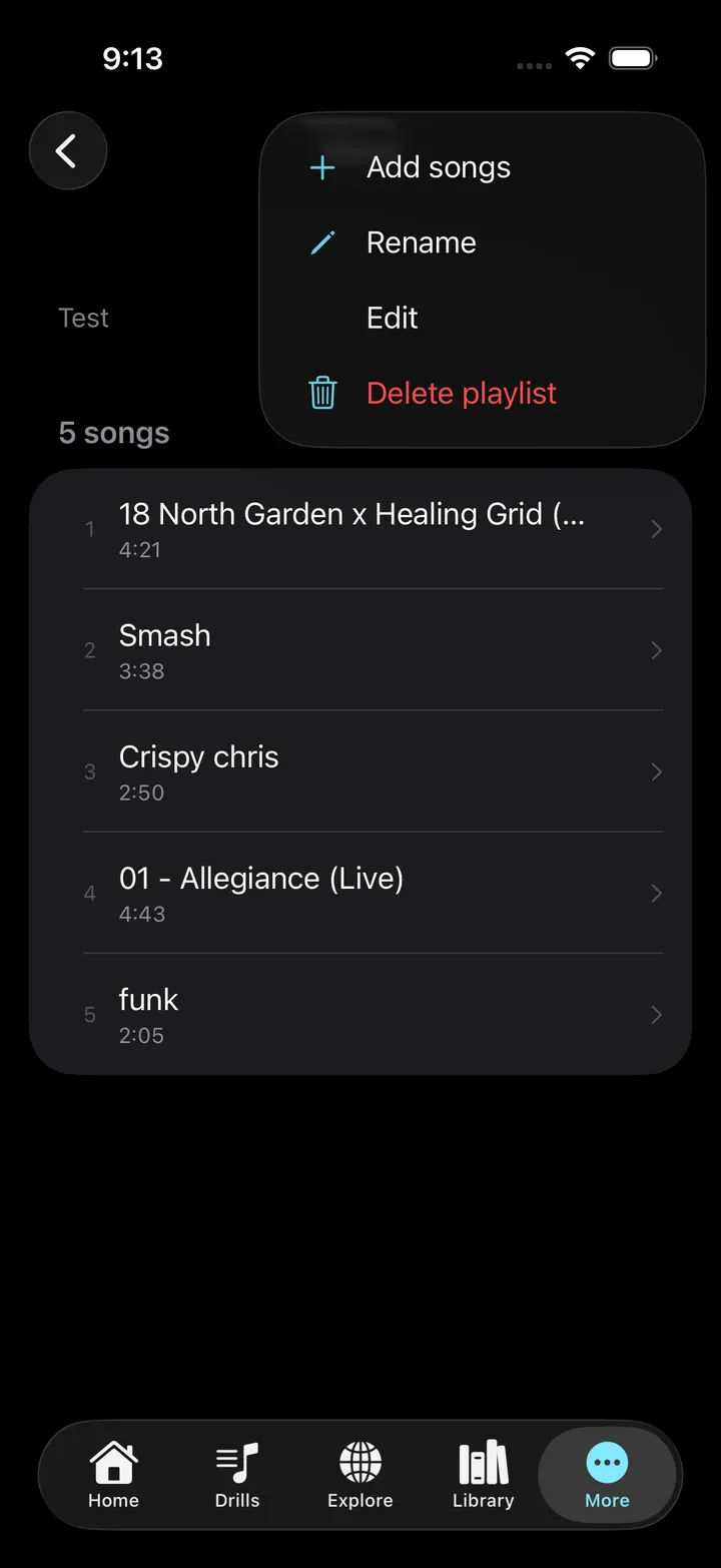 A song playlist, run top to bottom
