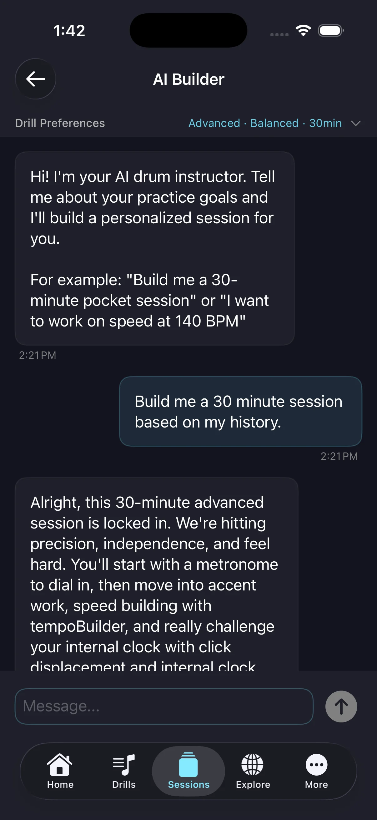 AI session chat